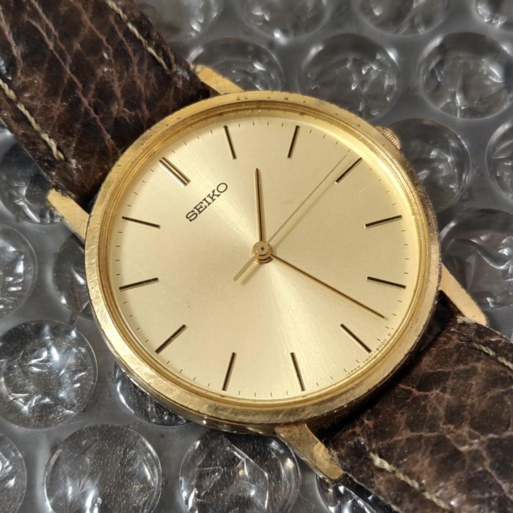 SEIKO Винтажные Золотые Кварцевые Часы Простые [Рабочее Состояние] Мужские 7N01-8000 (Управление K26I)