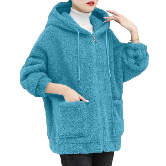 Женское осенне-зимнее пальто с капюшоном и шнурком, с длинными рукавами и карманами на молнии, толстый плюшевый кардиган, верхняя одежда, уличная одежда