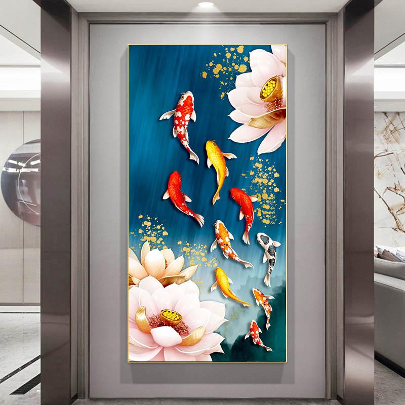 Картины с рыбками кои, современные постеры с животными, печать на холсте, абстрактные настенные художественные картины Куадрос для гостиной, домашний декор, БЕЗ РАМКИ