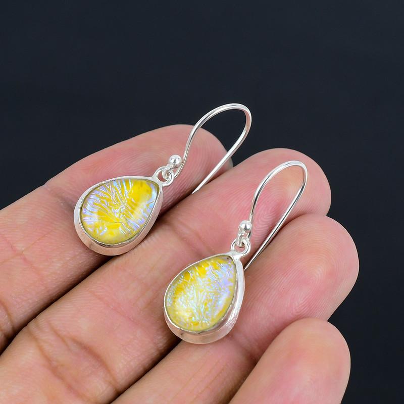 Серьги из желтого опала, стерлинговое серебро 925 пробы, серьги ручной работы, легкие, весовые, подарок для лучшей девушки, подарок на День благодарения