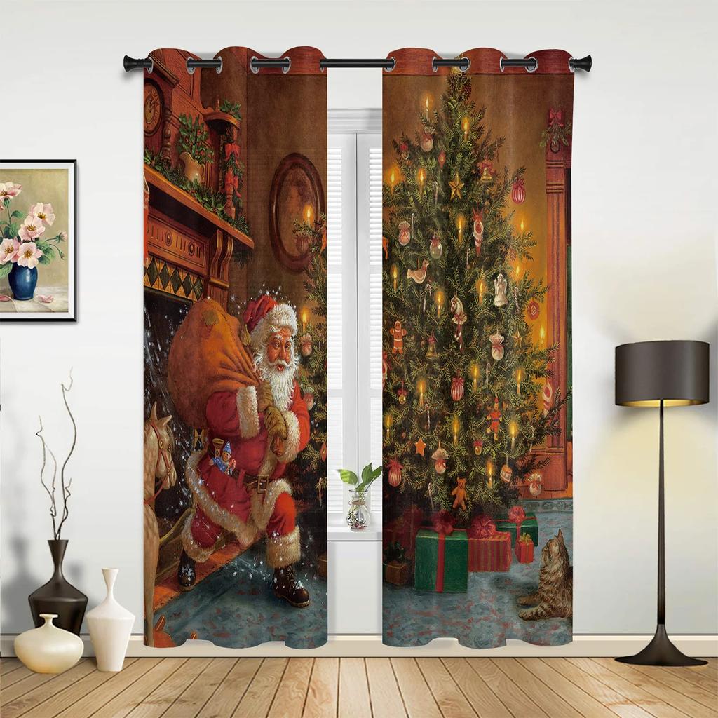 Рождественская елка Подарочные колокольчики Деревня Снег Оконные шторы Декор для дома Спальня Кухня Гостиная Рождественские украшения Рождественские подарки