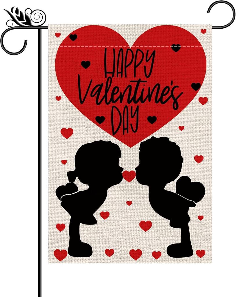 Garden ag Valentine Loves ags for Outside Anniversary Wedding Vertical Burlap Double Sided Outdoor Yard Decor 12.5x18 In SSL
