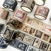 Classical Stamp Tape Vintage Washi Roll, Aesthetic Decorative Masking Tape, Retro Roll Adhesive for DIY Art Crafts, Journaling Scrapbooking Supplies