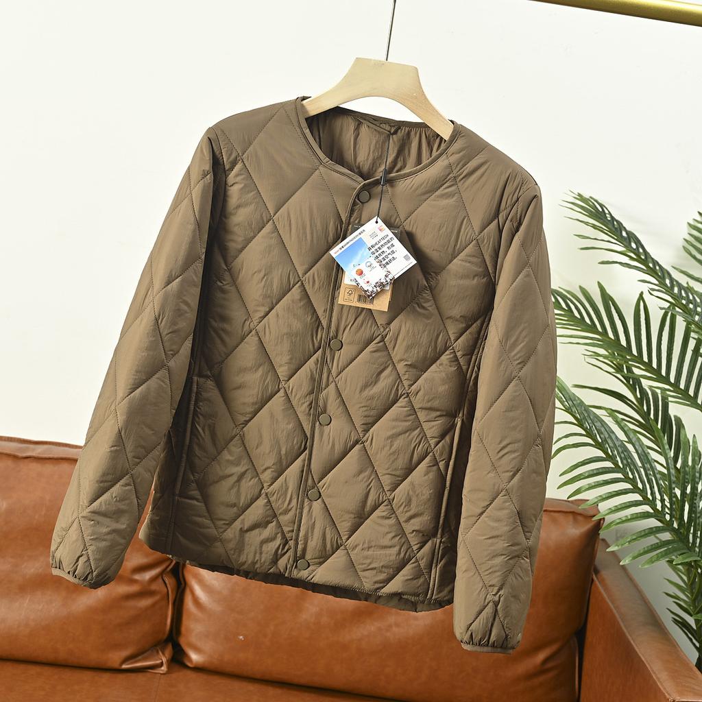 Warm Lightweight Waterproof Women's Quilted Jacket Stand Up Collar Diamond Cotton Coat Casual Loose Large Size Outerwear