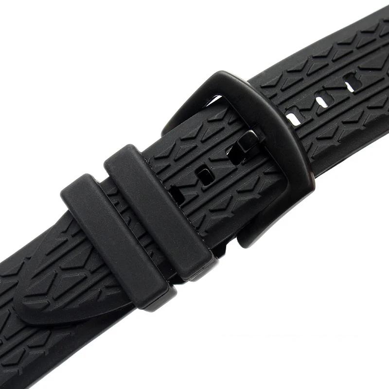 24mm Black Silicone Straps for Porsche Design P6612 Watch Strap Watchband Belt Wristband Replacement Watch Bracelet
