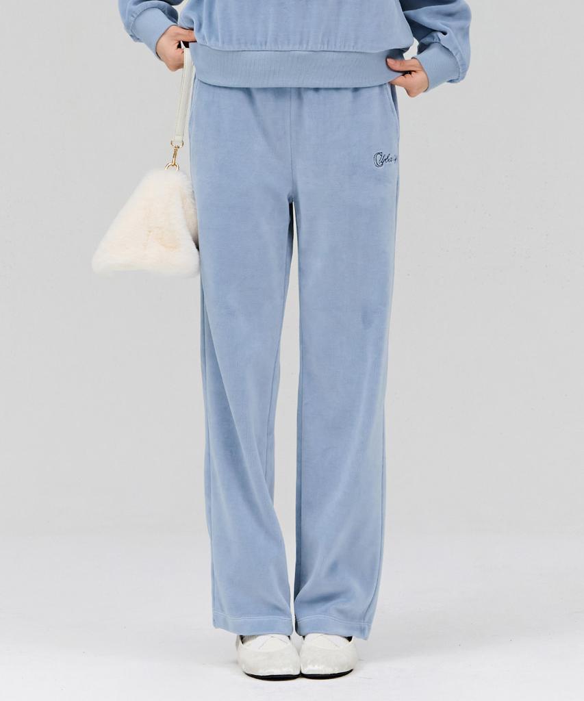 CHASECULT Women'S Velour Straight Warm-Up Pants - Sky Blue