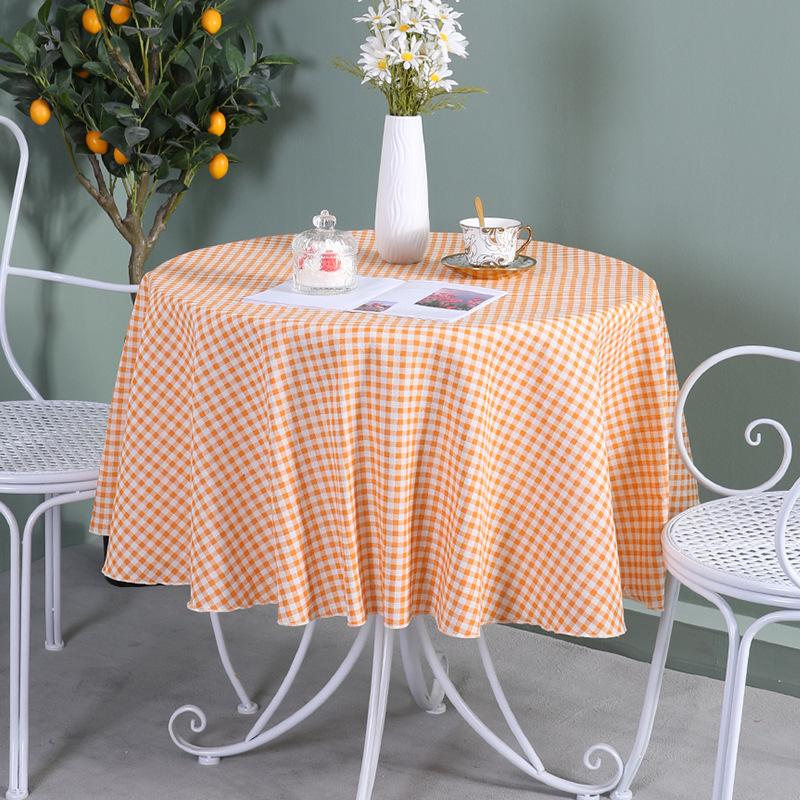 Круглая Скатерть Хлопок Лен Клетчатая Скатерть Маленькая Свежая Круглая Скатерть Скатерть для Кофейного Столика Скатерть для Кофейного Столика