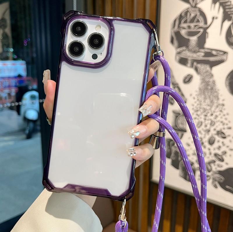 Чехол-футляр с ремешком-шнурком для iPhone 15 Pro 14 13 12 11 Pro Max XR X XS Plus, с ремешком через плечо, с усиленными углами, противоударный
