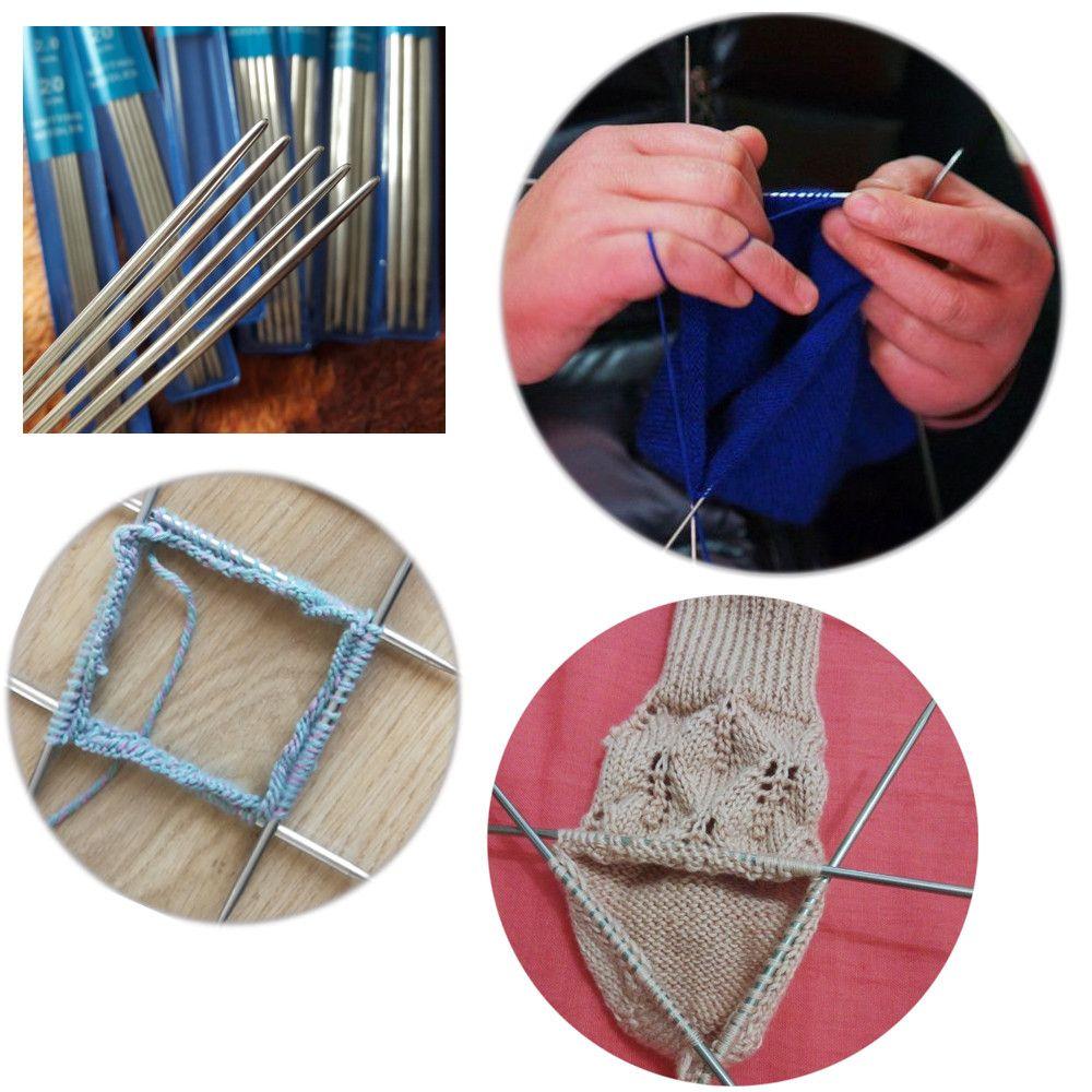 Set DIY Sweater Weave Yarn Straight Knitting Needles Crochet Hooks Metal Crochet Knitting Tools