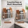 No-Drill Chopstick Holder Rack Stainless Steel Cutlery Rack  Kitchen Cutlery Organizer