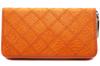 Оранжевый длинный кошелек для мужчин и женщин, изготовленный из цельного куска натуральной кожи крокодила. Имеет золотую круглую застежку-молнию, кошелек для монет, большой