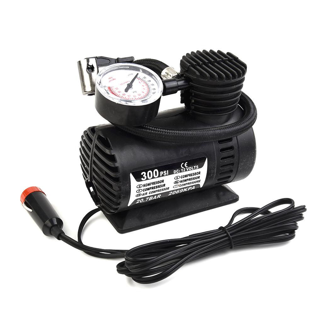 DC 12V 300PSI Mini Air Compressor Electric Tire Inflator With Gauge Electric Compact Air Pump Car Tire Inflation Tire Pump