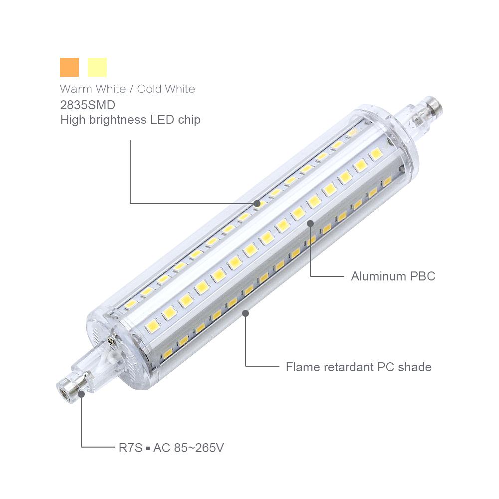 R7S светодиодная кукурузная лампа 4 Вт 78 мм 7 Вт 118 мм с регулируемой яркостью 2835SMD переменного тока 85-265 В замена 30 Вт 40 Вт 50 Вт 60 Вт галогенная лампа