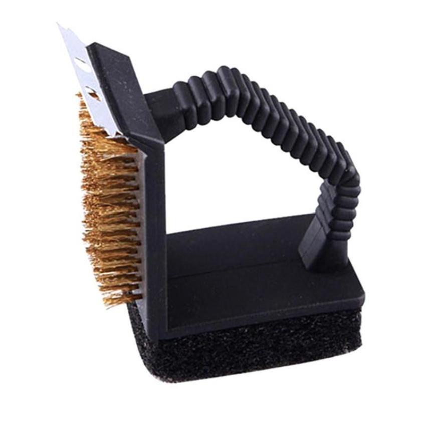 3 In 1 BBQ Triple Barbecue Grill Brush Copper Steel Cleaning Brushes Barbeque Cleaner Kitchen