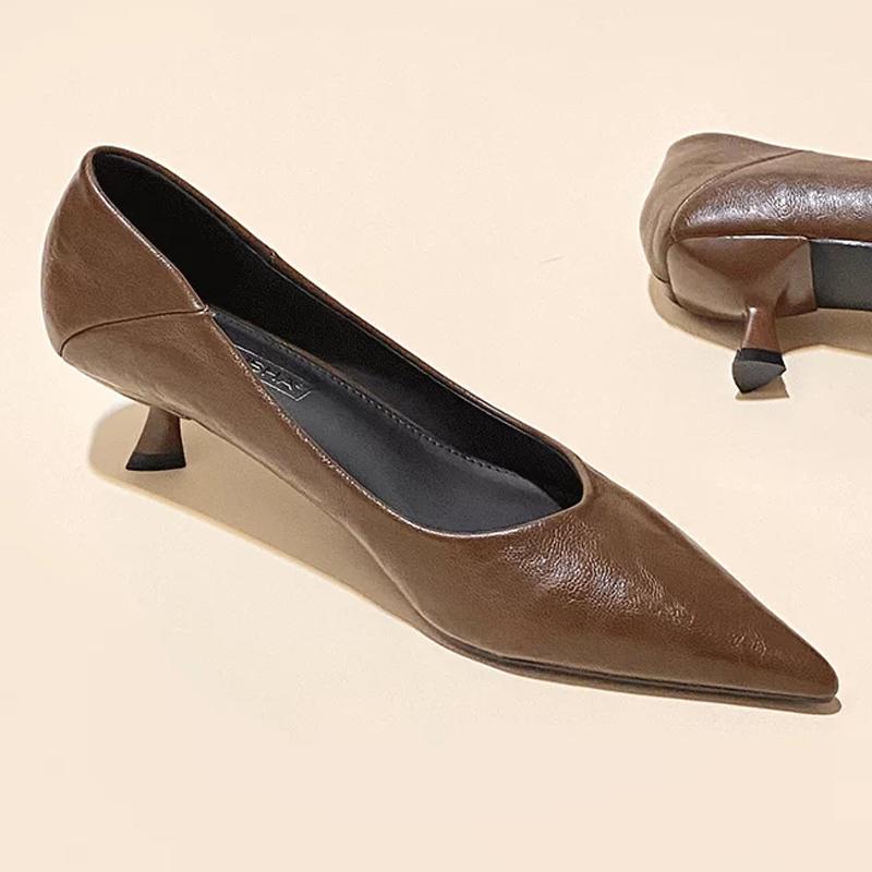 Удобные рабочие туфли на kitten heel, женские, новые, женские, с острым носком, на шпильке, на высоком каблуке, однотонные туфли, без усталости