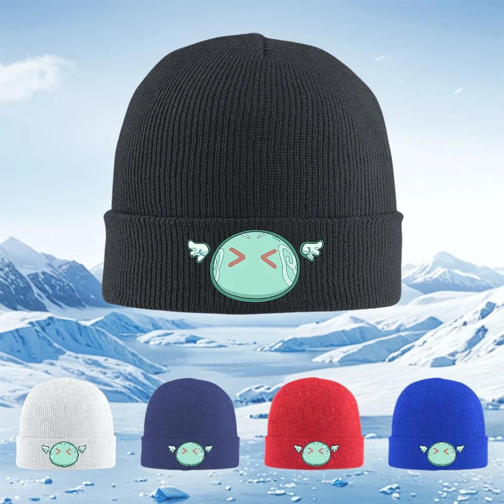 Cute smiling blob wings design Knitted Hat Unisex Women Unisex Beanie Pullover Cap Winter Thermal Warm Christmas Outdoor Cycling Hi