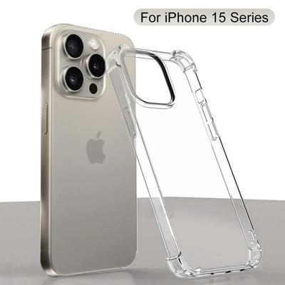Роскошный прозрачный противоударный чехол для iPhone 15 Pro Max Мягкий силиконовый чехол TPU для iPhone 15 Plus Прозрачная задняя крышка