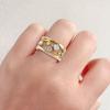 Women Zircon Inlaid Lover 2 Layer Elegant Geome Wdding Ring