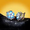 For Pure Women Exquisite Earrings Fashion Blue Flower Trendy Gift Party Fine Jewelry Handmade Enamel Wedding Bridal Jewelry