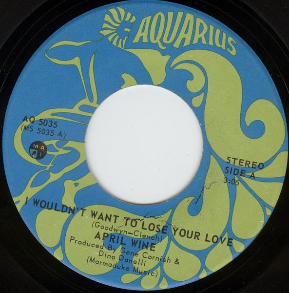 7-дюймовая пластинка APRIL WINE - I Wouldn't Want To Lose Your Love AQ5035 Aquarius Record 1975 Канада Рок Б/у