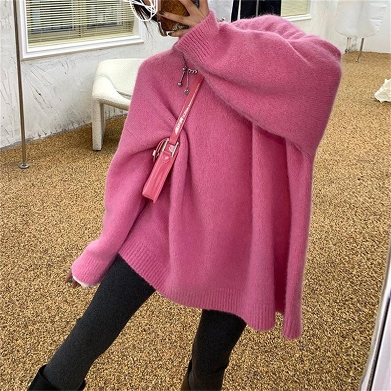 YYFS Женская мода повседневная осень-зима однотонный принт длинный рукав O-образный вырез свитера