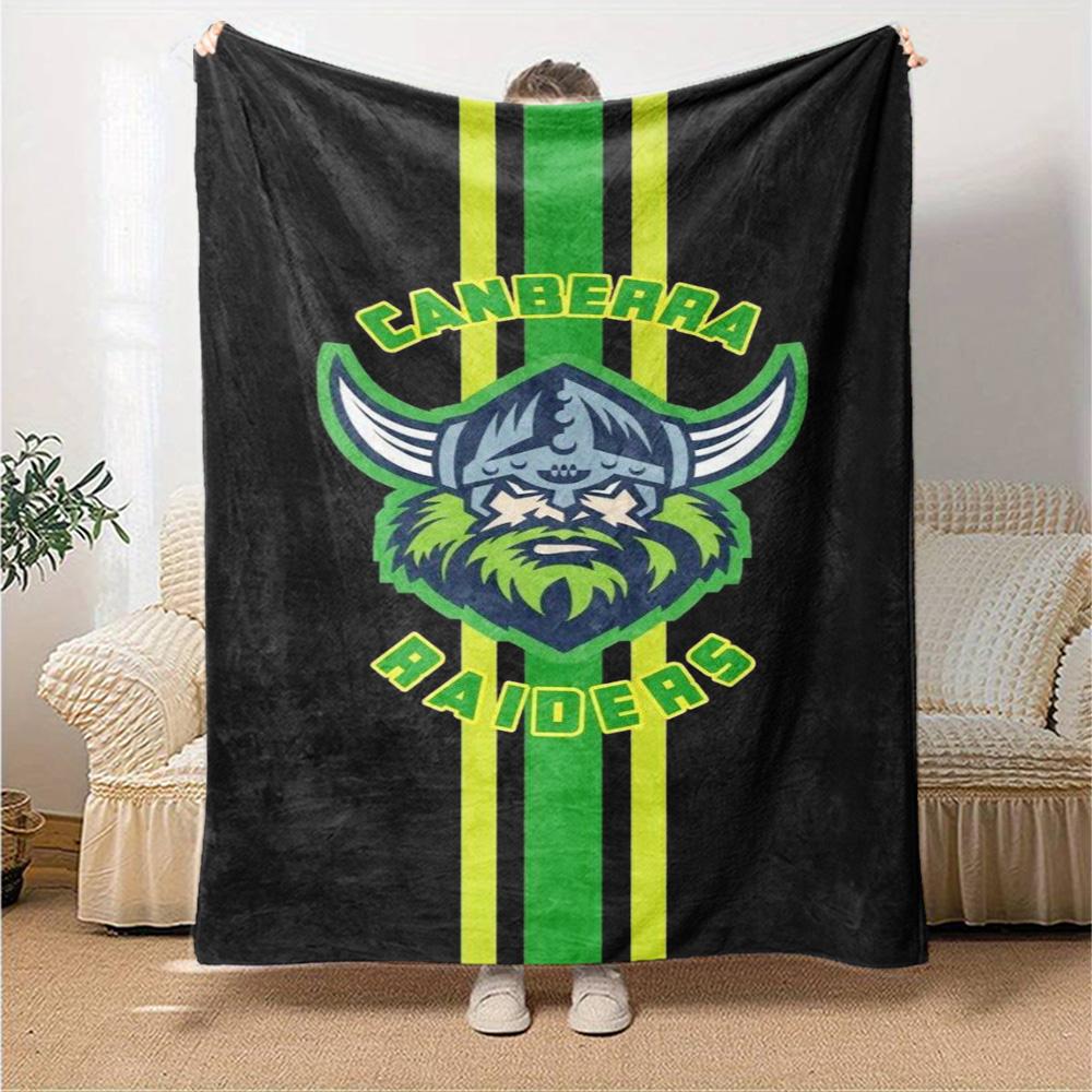Canberra Raiders Logo Print Flannel Blanket High Quality Warm Comfortable Cover for All Seasons Perfect for Gifts Home Decor
