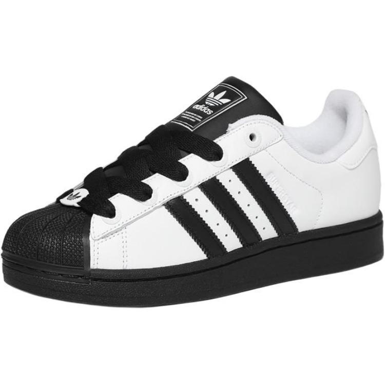 adidas Originals Superstar 2 Мягкие и удобные Низкие Детские Скейтбордические Кроссовки Белые Черные JI0210