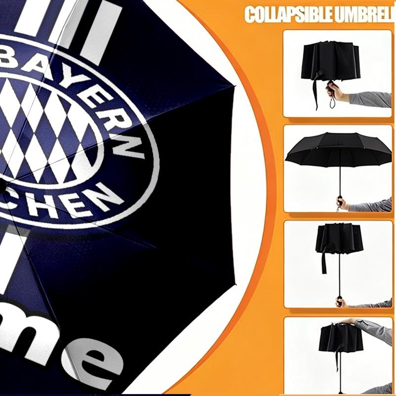 Custom Name Personalized FC Bayern Print Umbrella, Auto Open Close, 8‑Rib Sturdy Frame, Commute Camping Hiking Use, Birthday Gift