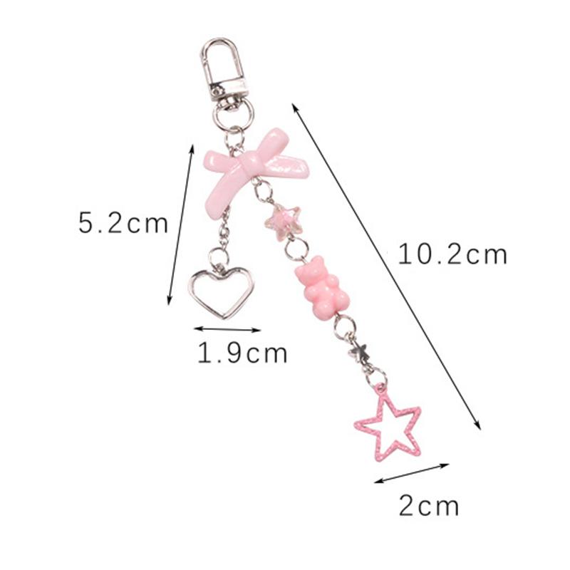 Goth Y2K Phone Charm Bow Keychain Pendant Kawaii Key Chain Bag For Girls Women Guitar Strap Lanyard Beaded Keychain Pendant