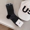 Female Spring and Summer Sweet Curled Fringe Boneless Cotton Socks