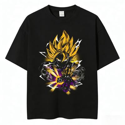 Футболка унисекс Dragon Ball Goku из чистого хлопка 2026 Лето Горячий Аниме Принт Американский Свободный Повседневный Родитель-Ребенок С коротким рукавом