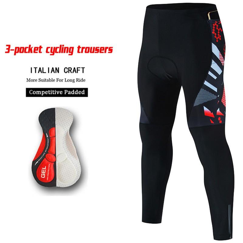 Mens Quick-Dry Cycling Pants With 3 Pockets Moisture-Wicking Compression Fit Road Mountain Biking