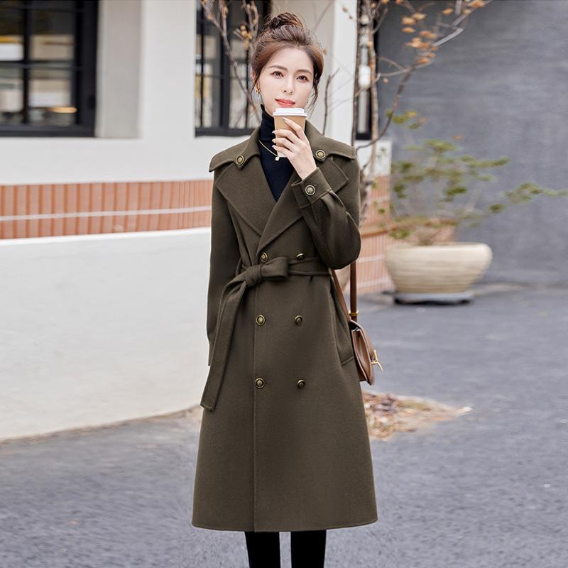 Женское двустороннее шерстяное пальто длинное осенне-зимнее новое модное темпераментное дизайнерское пальто с ворсом