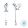 Aquamarine Earrings for Women Popular March Birthstone Hypoallergenic Silver Earrings Dangle Party Date Birthday Anniversary Day White Day Gift