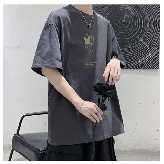 New Short-Sleeved T-shirt Men's Summer Korean Style Trendy Simple Half Sleeve Top Hong Kong Style Loose Casual Fashion Brand T-shirt