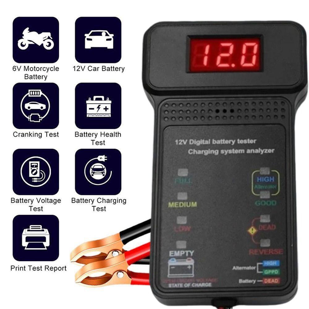 With Alligator Clips 12V Digital Battery Tester Automotive Cranking System Tester Electrician Tool