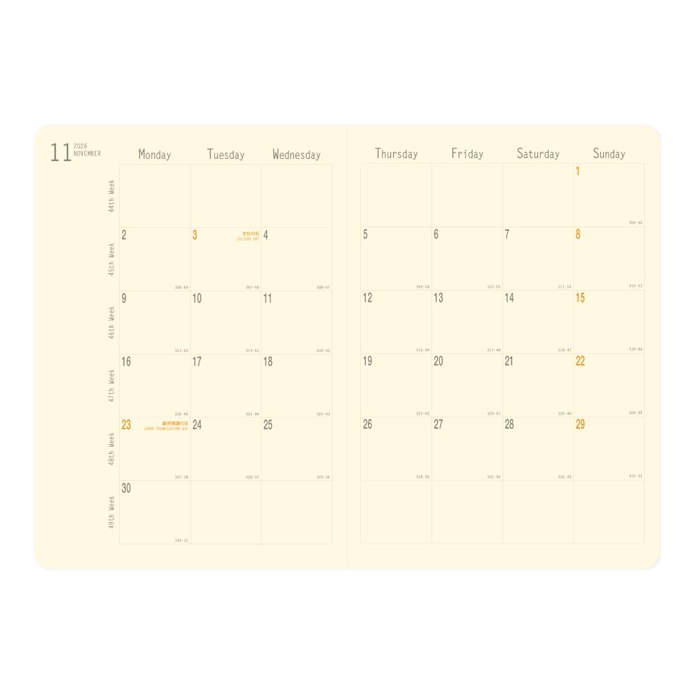 Rhodia Ежедневник формата А5, издание 2026 года, с месячным дневником A5 x с ПВХ Rhodia cf117385cv для блоков, "Месячный" (14.8 21см) Базовый" чехол, Оранжевый,