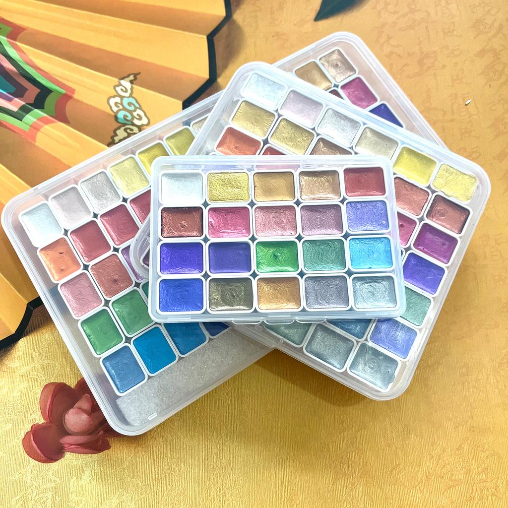 20/42/60 Цветные блестящие акварельные краски Набор перламутровых цветов Художественный набор для рисования на тканевой бумаге DIY Crafts