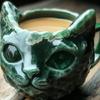 Элегантная кофейная чашка с мордочкой кошки из хрусталя, ручная работа из смолы, коллекционный предмет для декораторов на кошачью тематику, прочная посуда