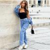 Women's Casual Workwear Jeans Multiple Pockets Wide Leg Loose Fit 2025 Spring Autumn New Style Popular Casual Denim Pants