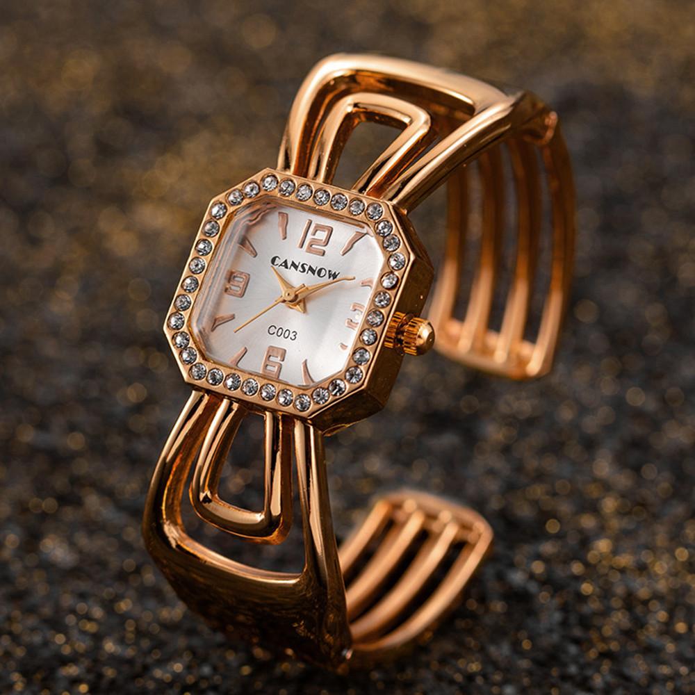 CANSNOW Роскошные женские часы Мода Нержавеющая сталь Женские часы-браслет Женские элегантные наручные часы