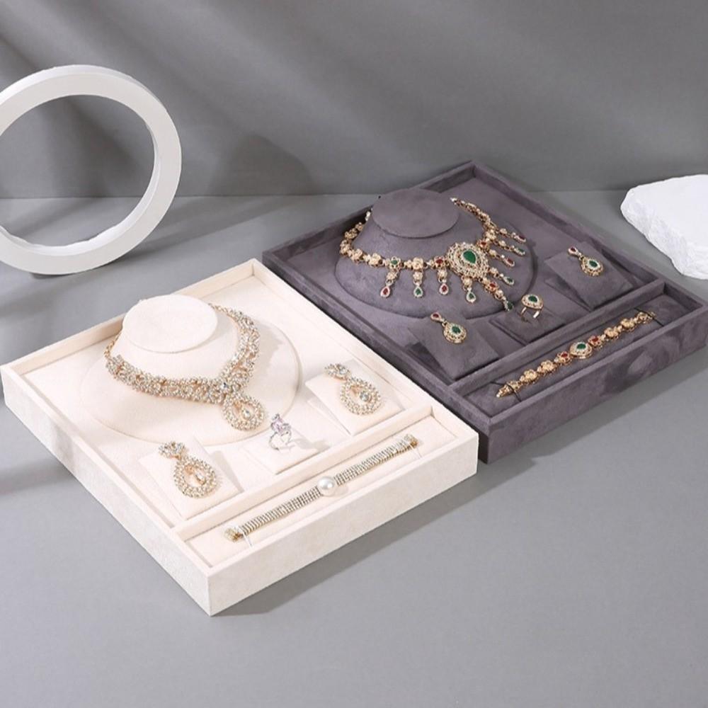 Texture Jewelry Tray with Partitioned High-end Jewelry Set Display Stand  Trinket