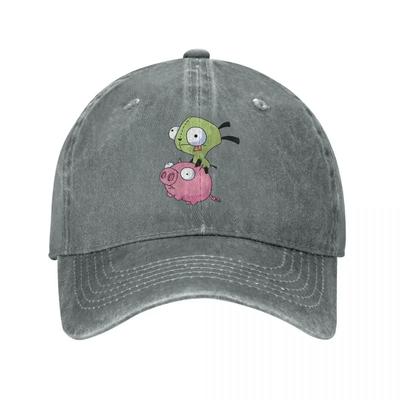 Гир Верхом на Свинье Invader Zim Мерч Унисекс Бейсболка Потертые Хлопковые Шляпы Кепка Винтажная Уличная Летняя Кепка
