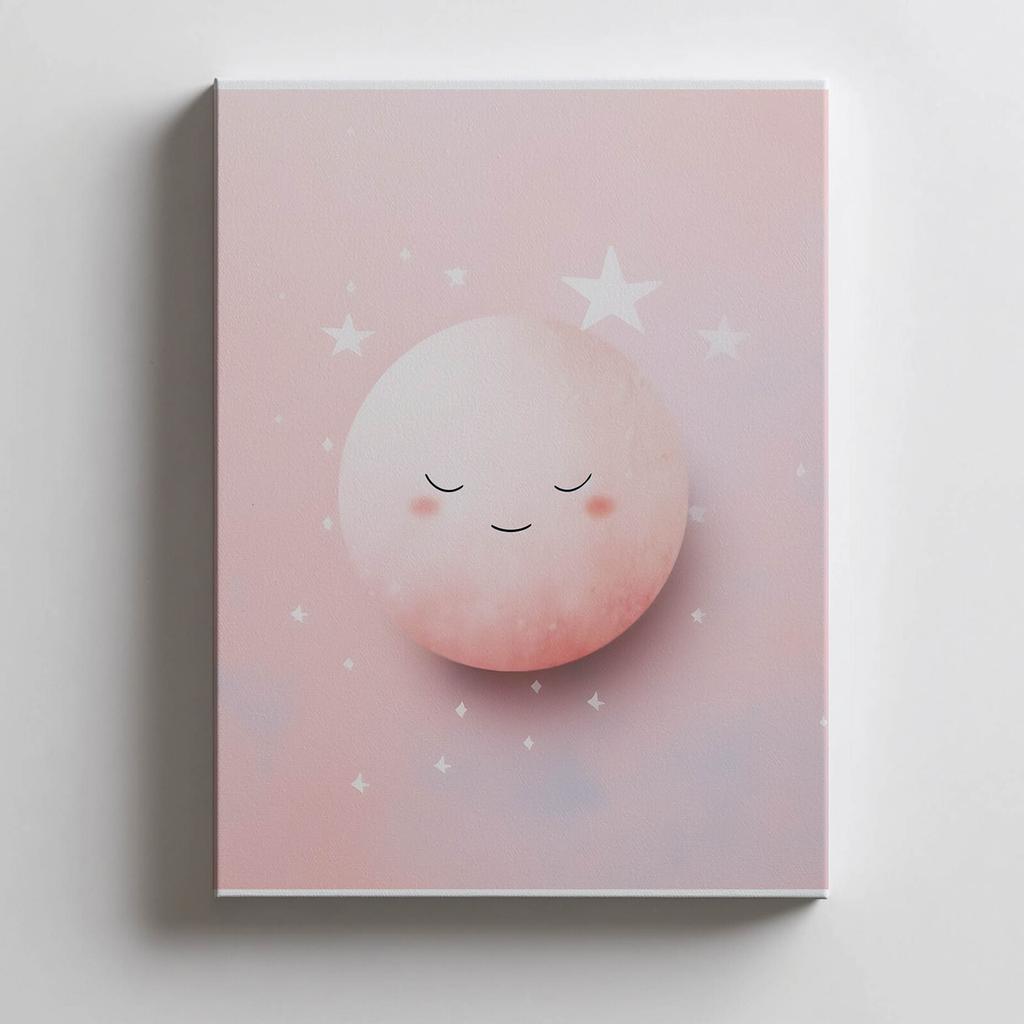 Tajemniczy Różowy Księżyc Tajemniczy Różowy Księżyc, 50X70 Cm, Rama Aluminiowa Złota, Papier Matowy 230 Gsm