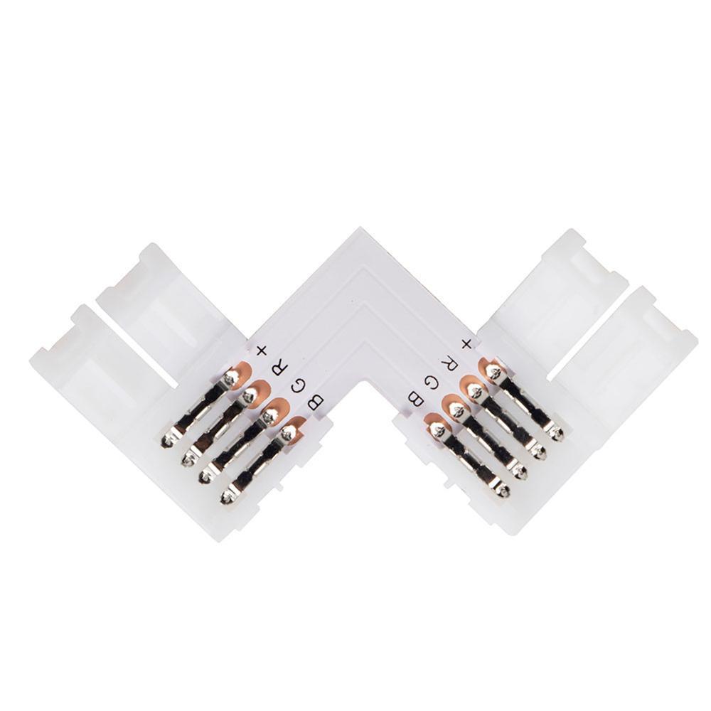 20 шт./набор 10 мм 4-контактный LED RGB-коннектор Набор L-образный Неподключенный Беспаечный Бесщелевой SMD 5050 RGB-коннектор Аксессуары для светодиодных лент