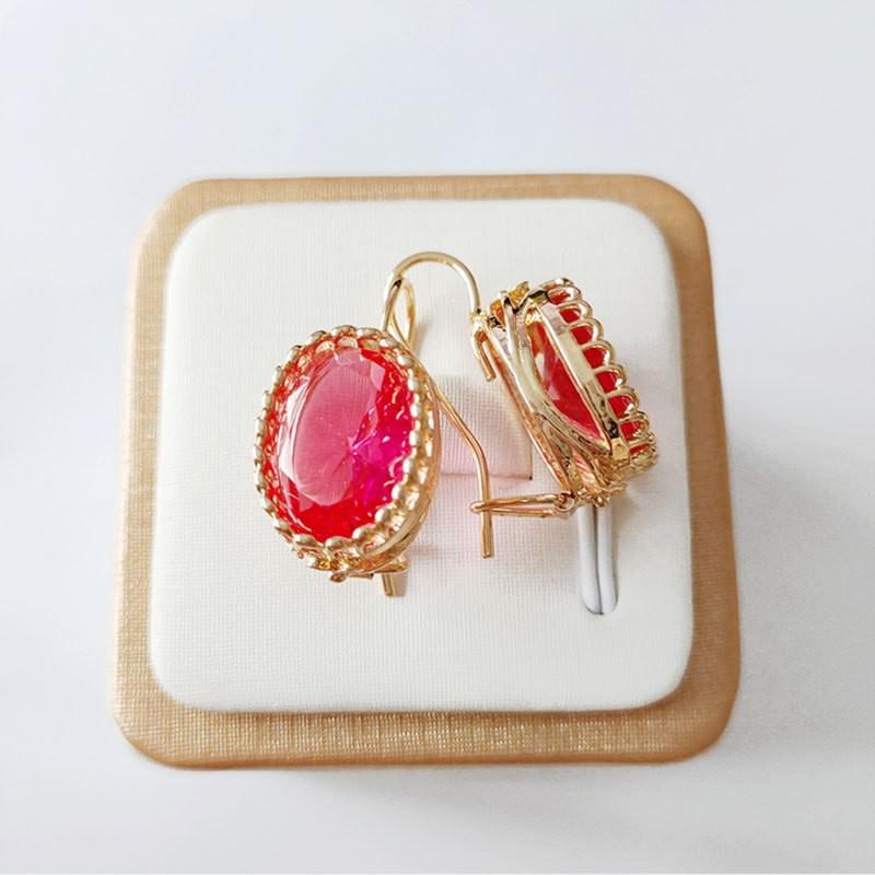Темпераментные циркониевые серьги, Рубиновые цветы, Многослойная ретро-простота, Серьги-кольца