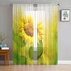 Современные тюлевые шторы с цветком подсолнечника для гостиной, спальни, дома, кухни, окна, прозрачные шторы
