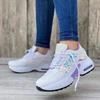 2024Ladies Sneakers Lace Up Wedge Heel Vulcanized Shoes Thick Sole Air Cushion Casual Shoes Large Size  Women's Shoes