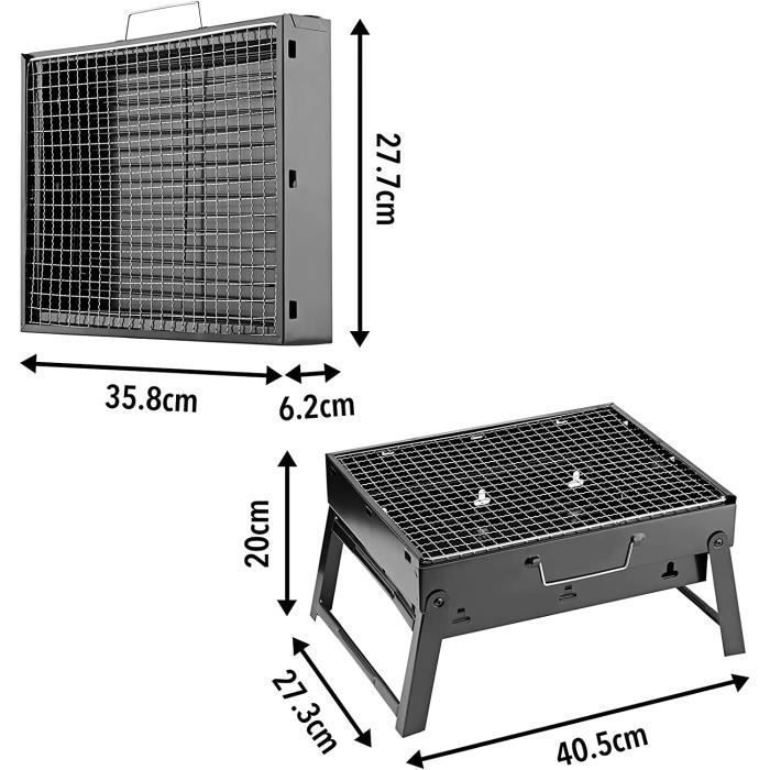 Barbecue à charbon pliable – Mini barbecue portable de table – Excellent barbecue pliable pour jardin, fête, festival, randonn[376]