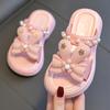 Children's Slippers Summer Cartoon Cute Children Princess Slippers Bow Pearl String Slippers